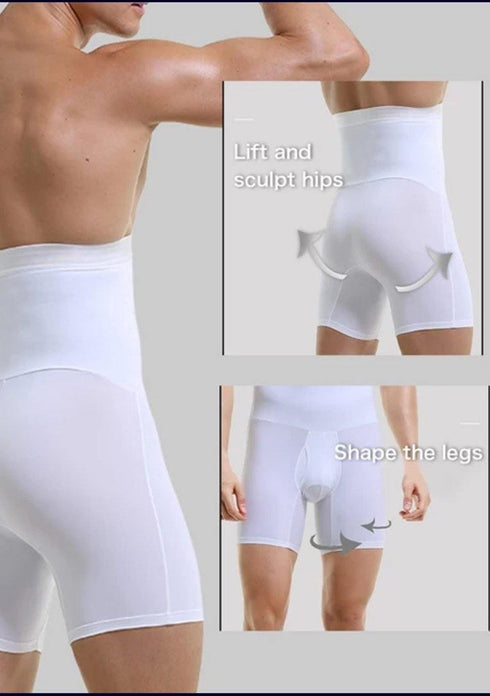 Men's AQ White Men High Quality Slimming Underwear Tummy Leg  Complete Control High Waist Shaper Short Trunk